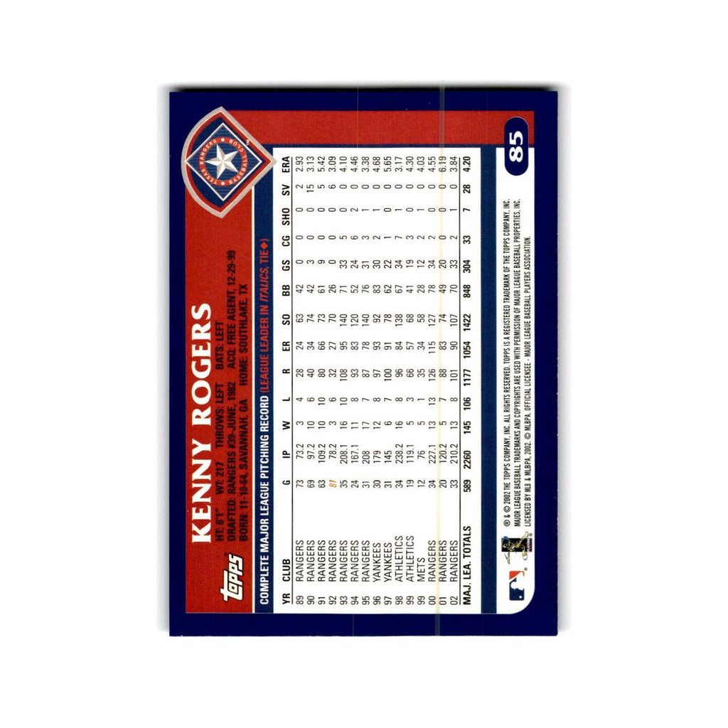 Kenny Rogers 2003 Topps #85 Texas Rangers Baseball Card NM