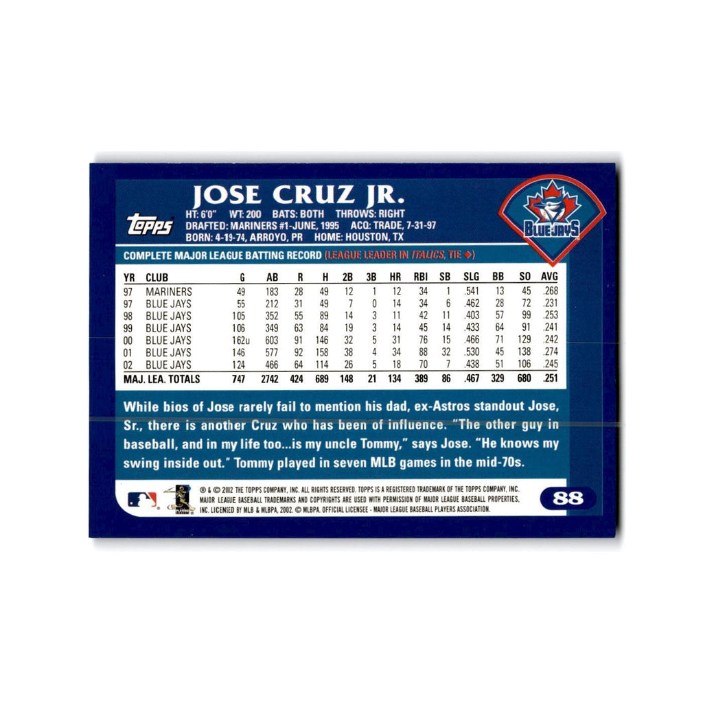 Jose Cruz Jr. 2003 Topps #88 Toronto Blue Jays Baseball Card NM