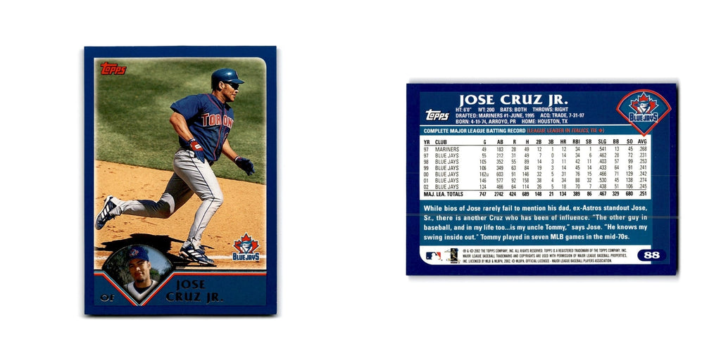 Jose Cruz Jr. 2003 Topps #88 Toronto Blue Jays Baseball Card NM