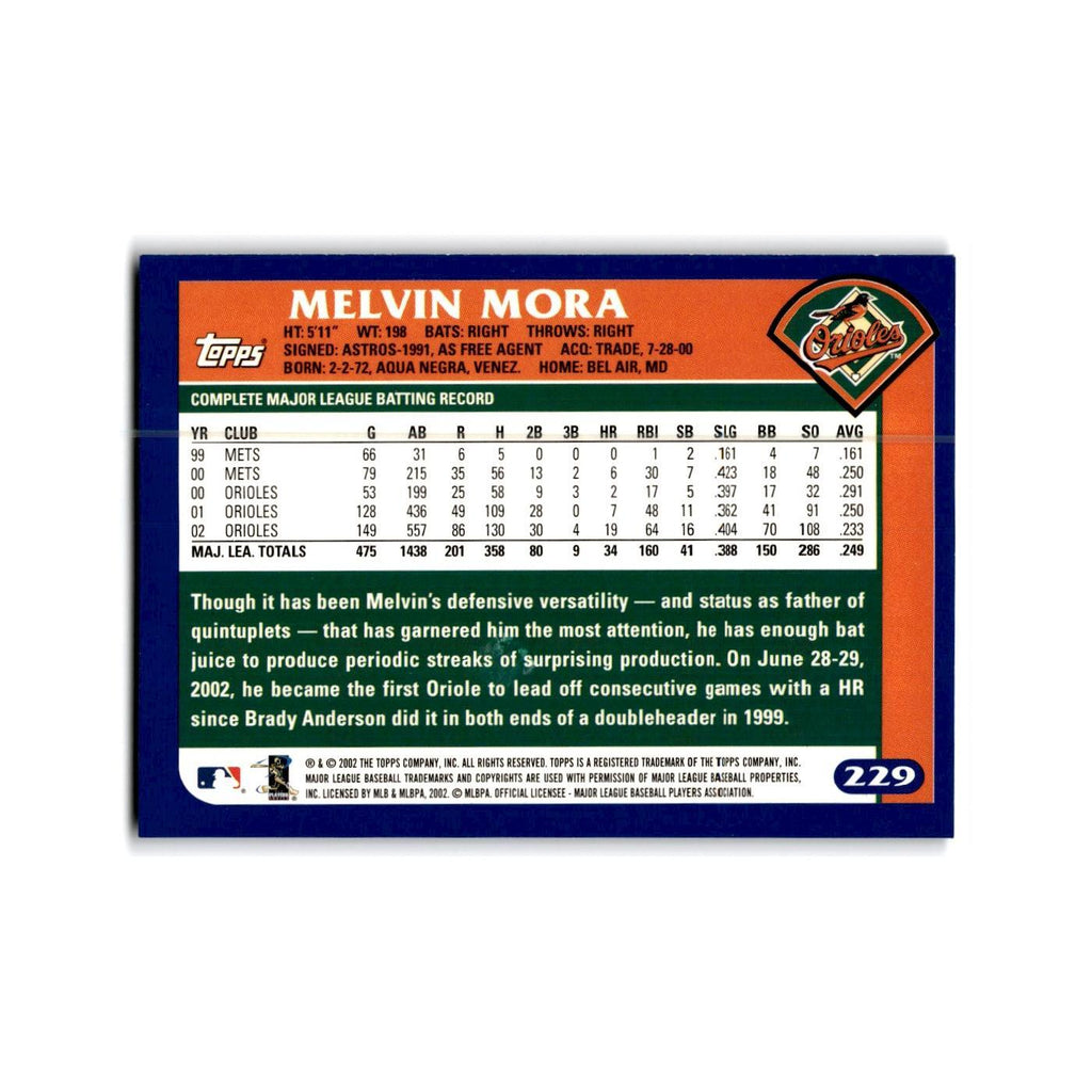 Melvin Mora 2003 Topps #229 Baltimore Orioles Baseball Card NM