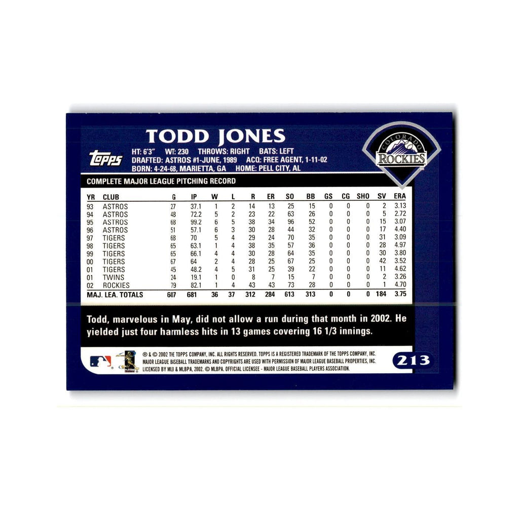 Todd Jones 2003 Topps #213 Colorado Rockies Baseball Card NM