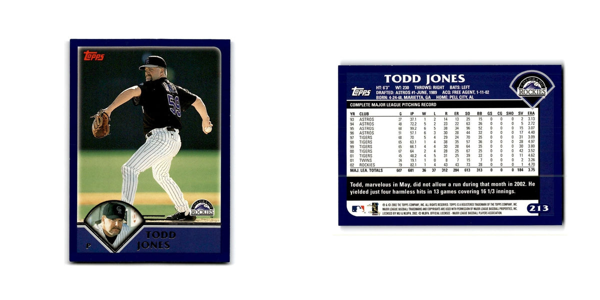 Todd Jones 2003 Topps #213 Colorado Rockies Baseball Card NM