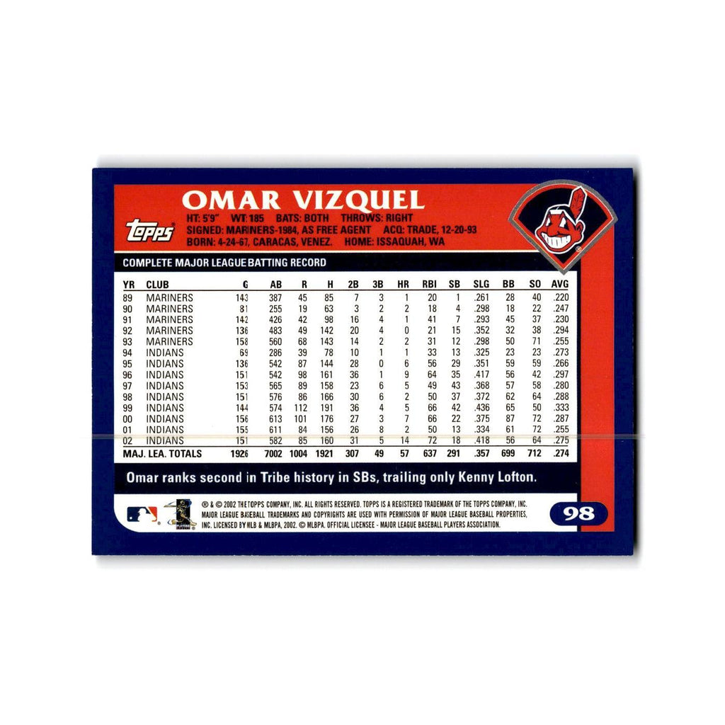 Omar Vizquel 2003 Topps #98 Cleveland Indians Baseball Card NM