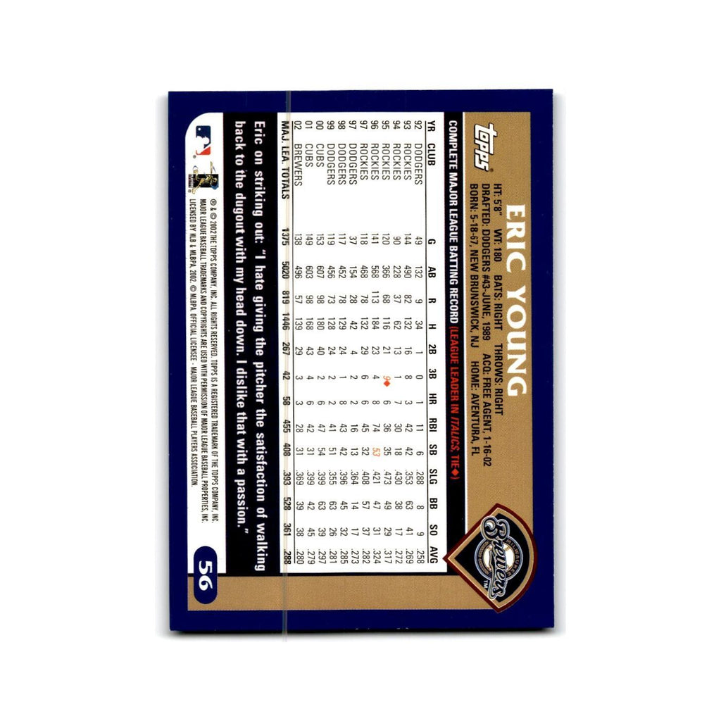 Eric Young 2003 Topps #56 Milwaukee Brewers Baseball Card NM