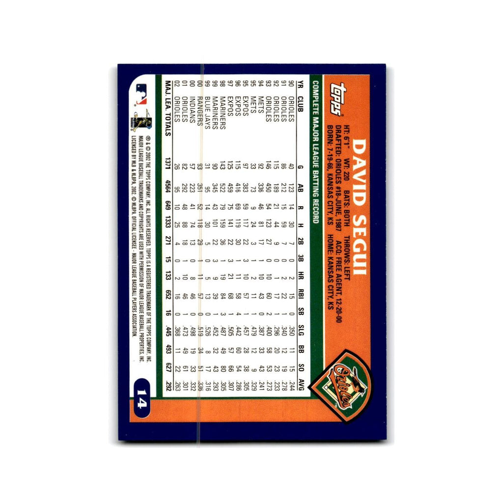 David Segui 2003 Topps #14 Baltimore Orioles Baseball Card NM