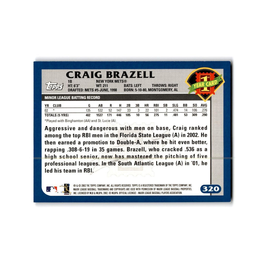 Craig Brazell Rookie 2003 Topps #320 New York Mets Baseball Card NM