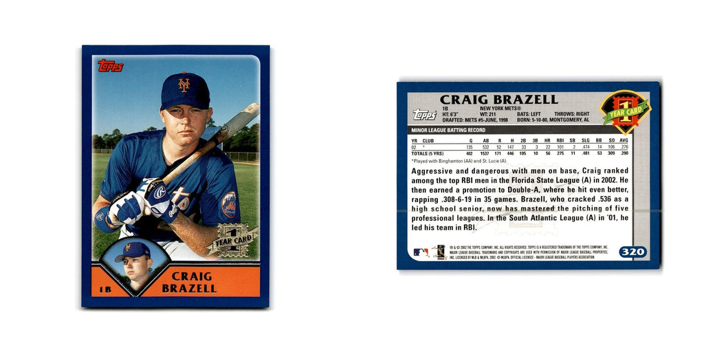 Craig Brazell Rookie 2003 Topps #320 New York Mets Baseball Card NM