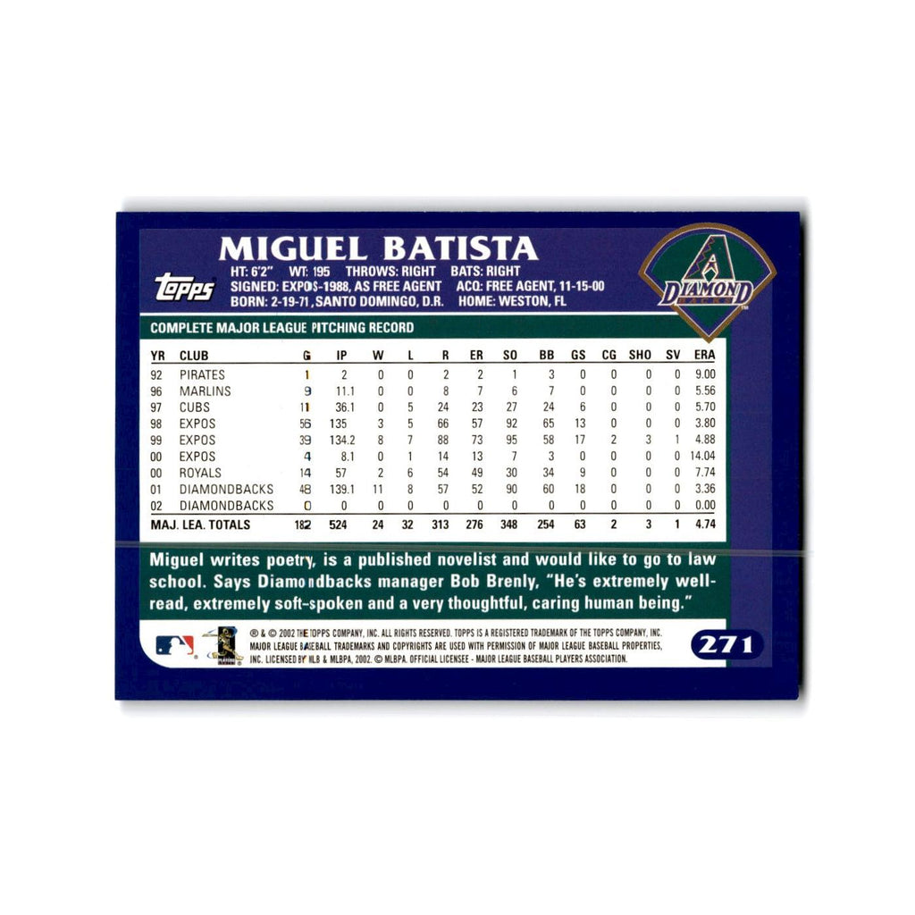 Miguel Batista 2003 Topps #271 Arizona Diamondbacks Baseball Card NM