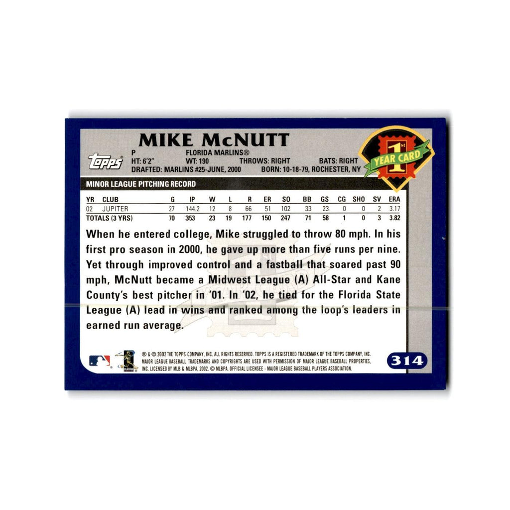Mike McNutt Rookie 2003 Topps #314 Florida Marlins Baseball Card NM