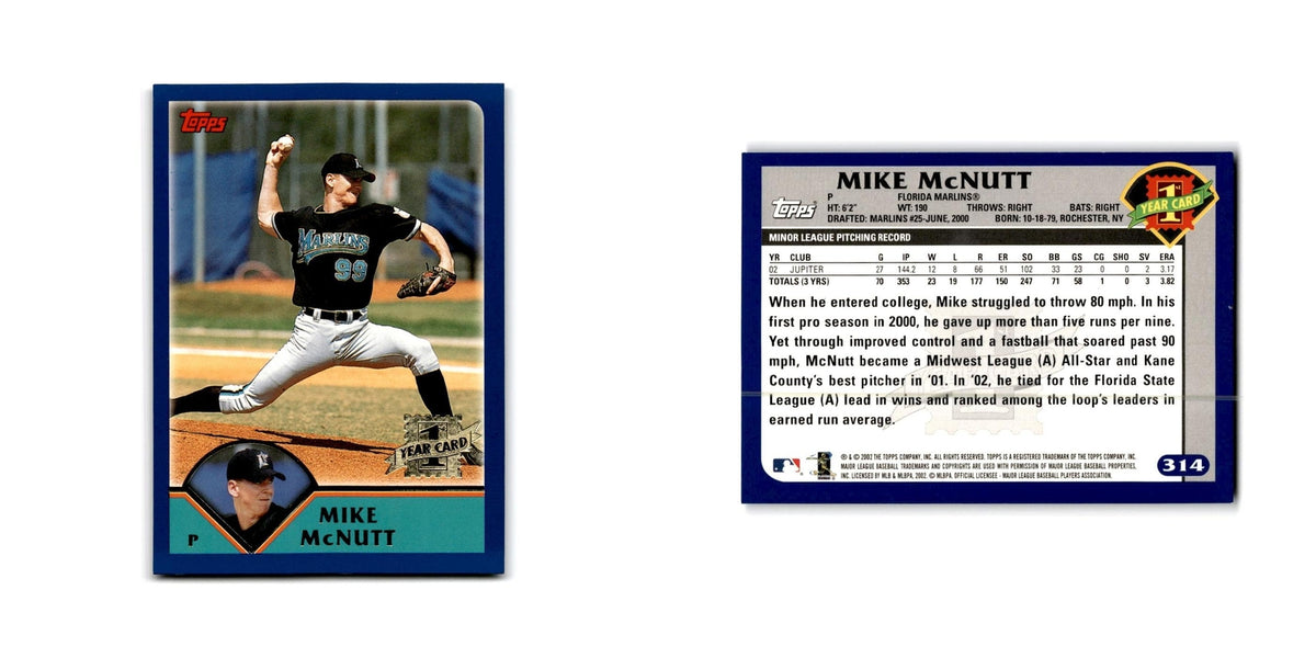 Mike McNutt Rookie 2003 Topps #314 Florida Marlins Baseball Card NM