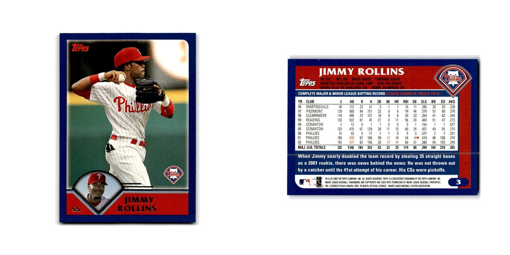 Jimmy Rollins 2003 Topps #3 Philadelphia Phillies Baseball Card NM