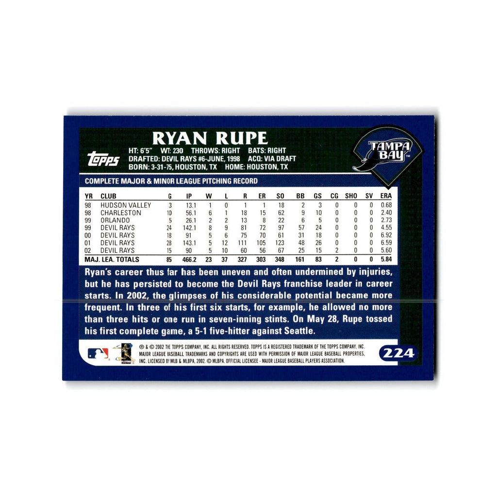 Ryan Rupe 2003 Topps #224 Tampa Bay Devil Rays Baseball Card NM