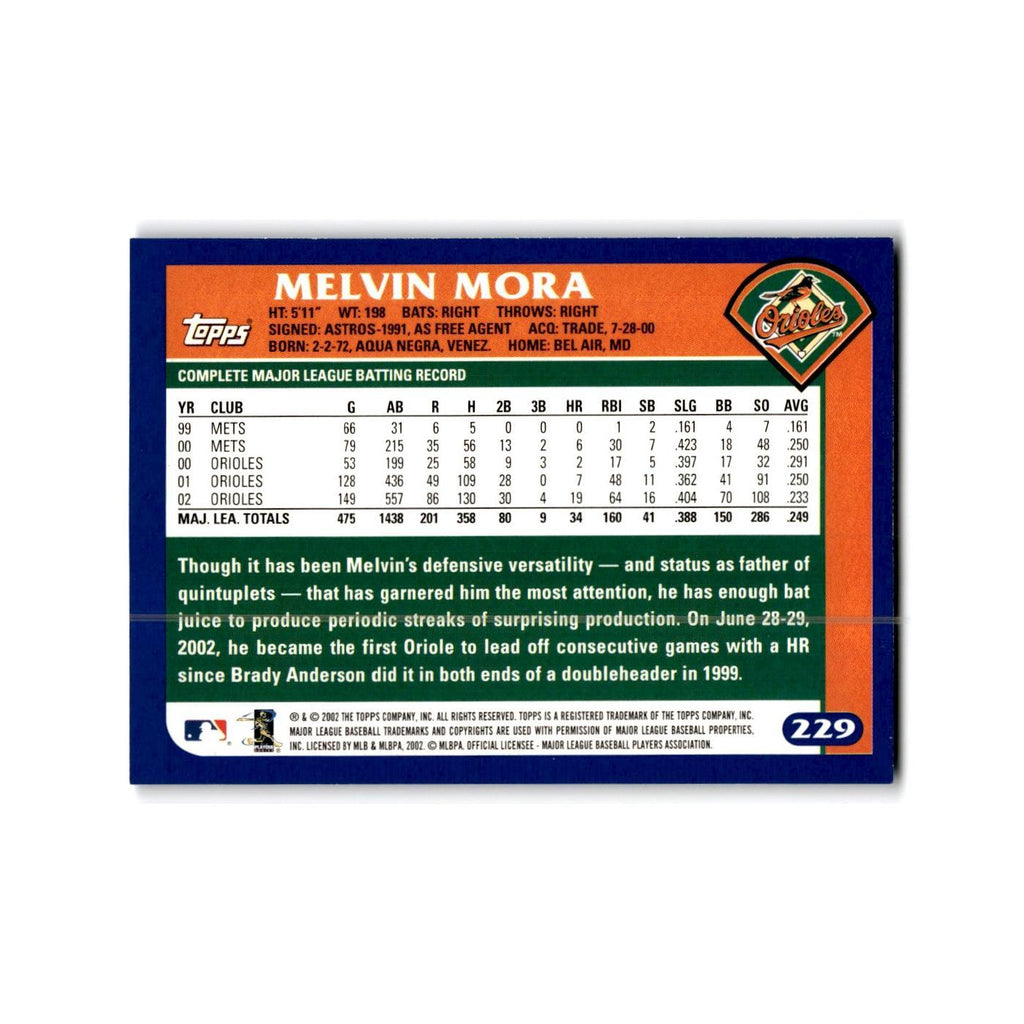 Melvin Mora 2003 Topps #229 Baltimore Orioles Baseball Card NM