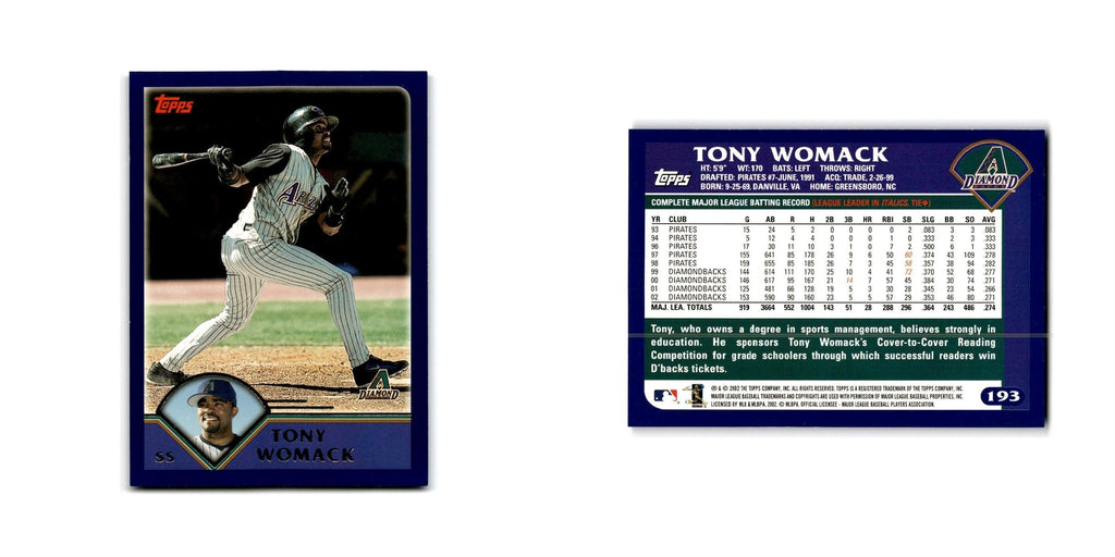 Tony Womack 2003 Topps #193 Arizona Diamondbacks Baseball Card NM
