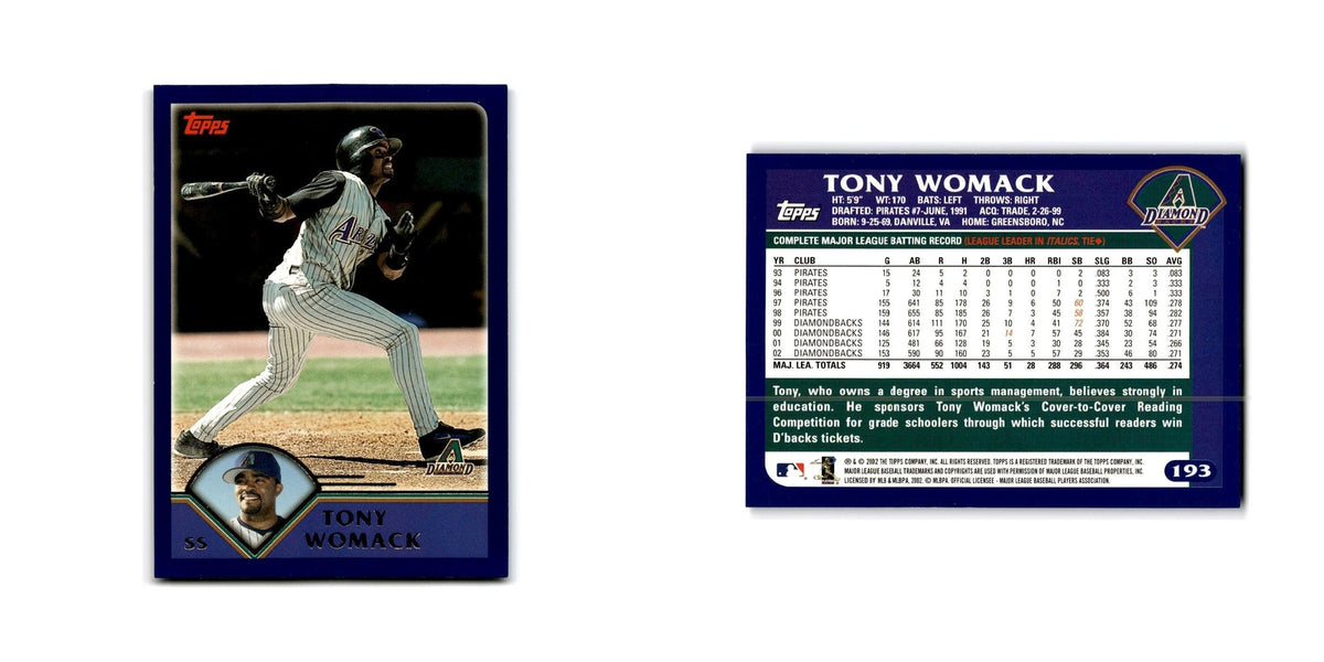 Tony Womack 2003 Topps #193 Arizona Diamondbacks Baseball Card NM