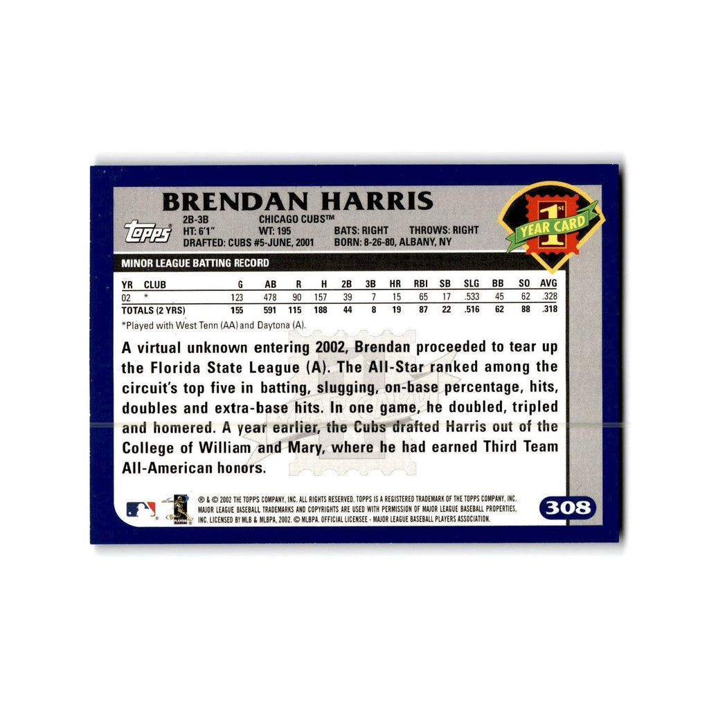 Brendan Harris Rookie 2003 Topps #308 Chicago Cubs Baseball Card NM