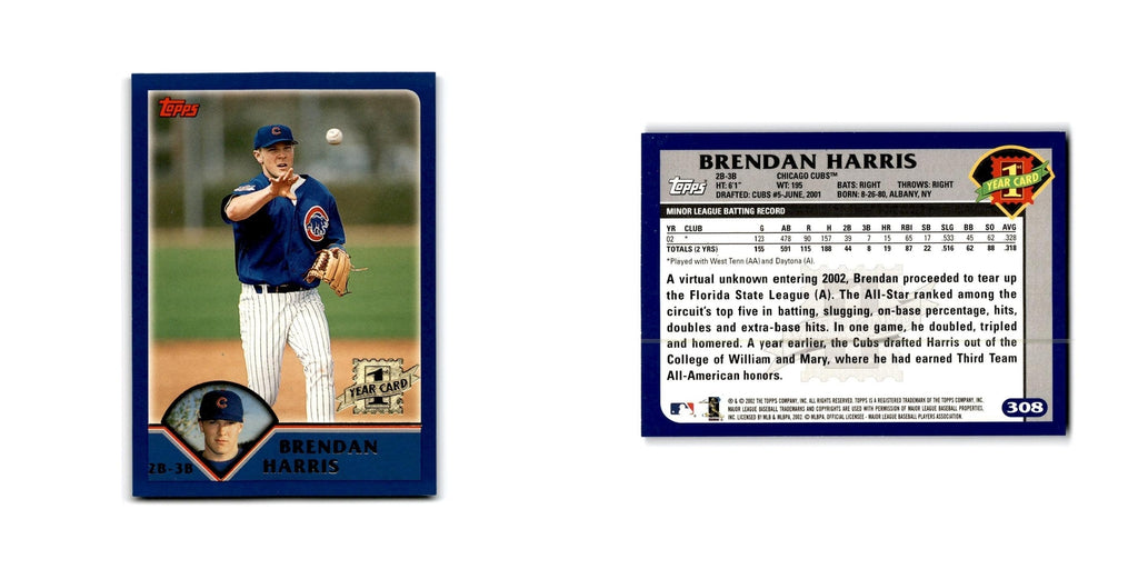 Brendan Harris Rookie 2003 Topps #308 Chicago Cubs Baseball Card NM