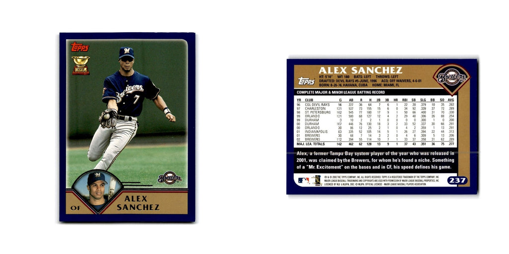 Alex Sanchez 2003 Topps #237 Milwaukee Brewers Baseball Card NM