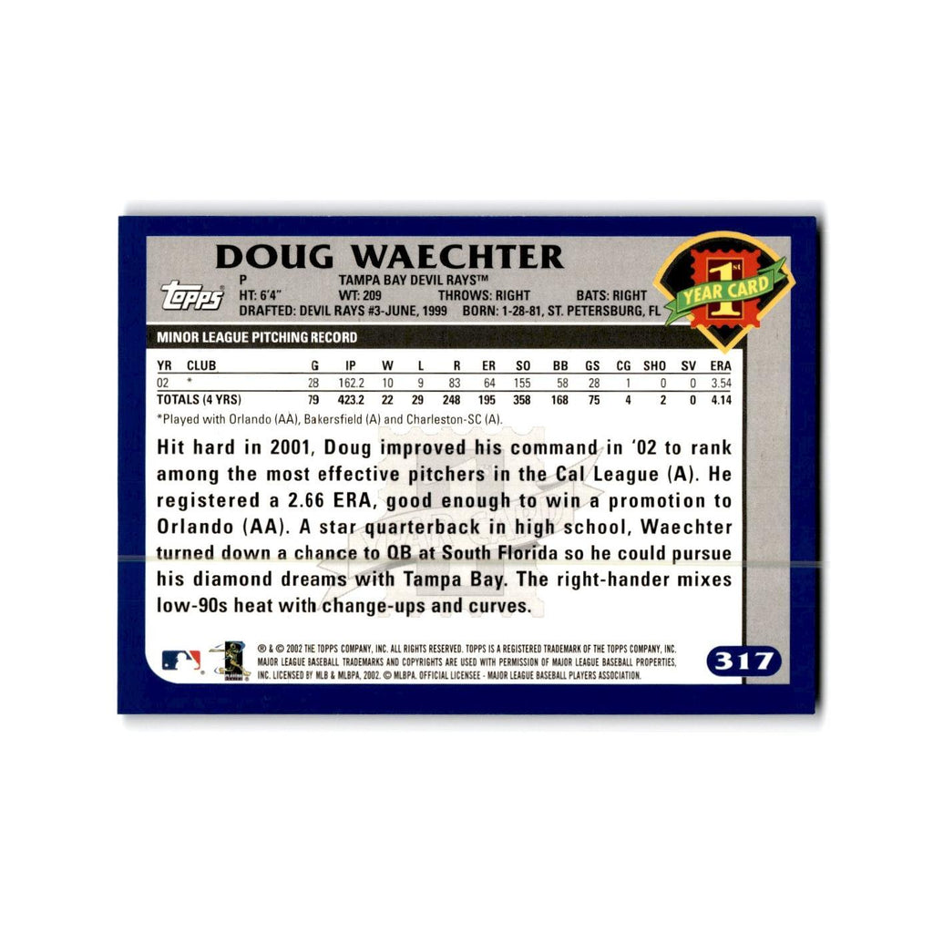 Doug Waechter Rookie 2003 Topps #317 Tampa Bay Devil Rays Baseball Card NM