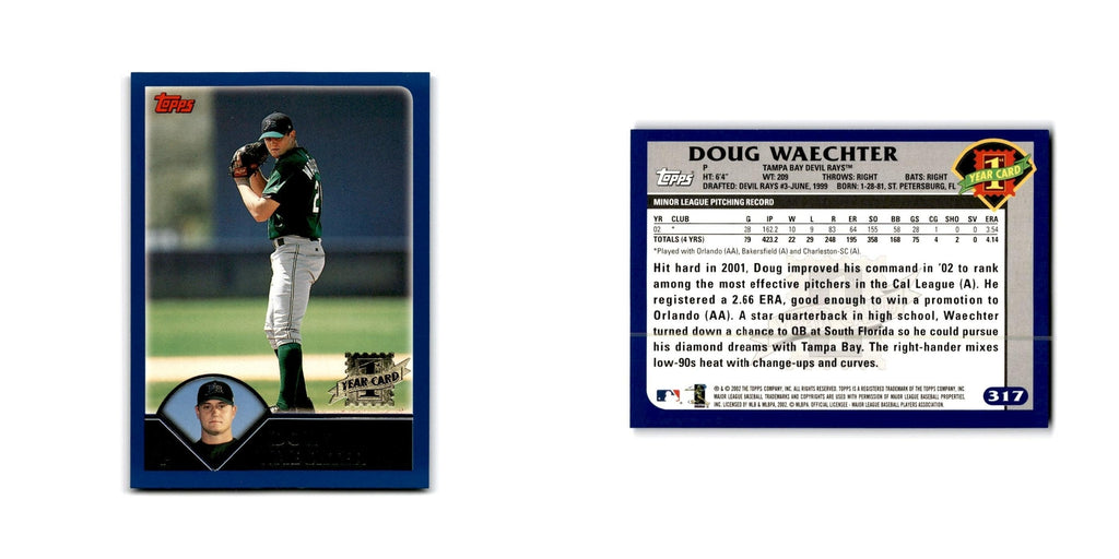 Doug Waechter Rookie 2003 Topps #317 Tampa Bay Devil Rays Baseball Card NM
