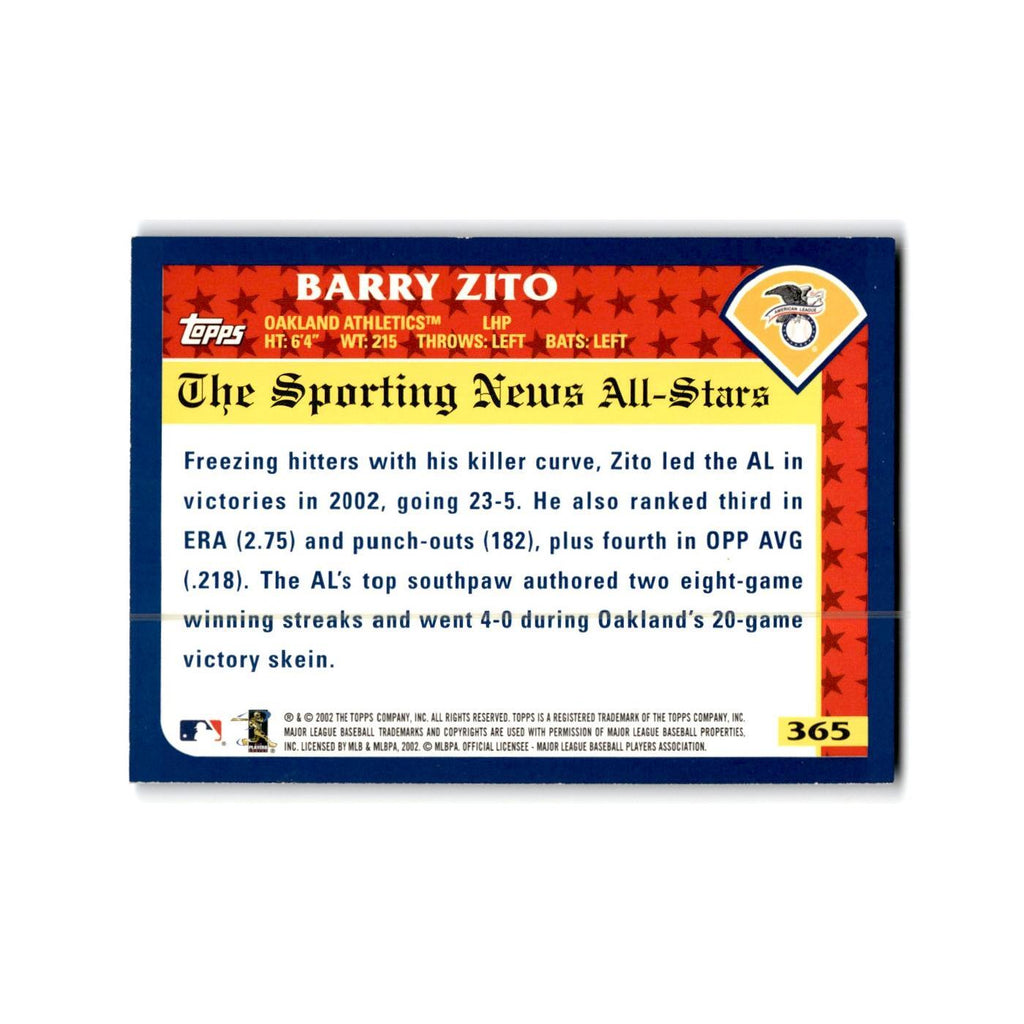 Barry Zito 2003 Topps #365 Oakland Athletics Baseball Card NM