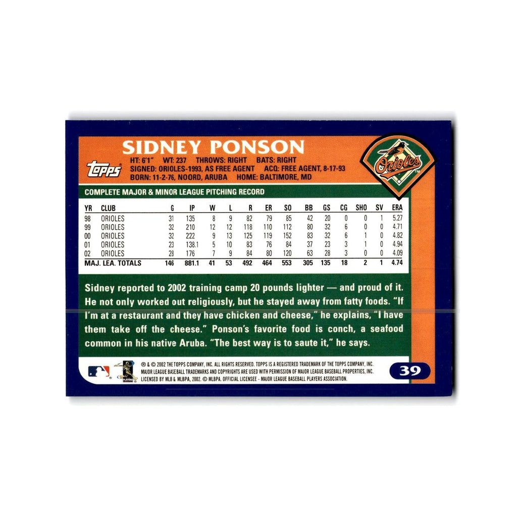 Sidney Ponson 2003 Topps #39 Baltimore Orioles Baseball Card NM