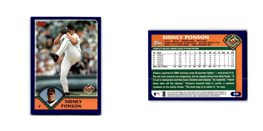 Sidney Ponson 2003 Topps #39 Baltimore Orioles Baseball Card NM