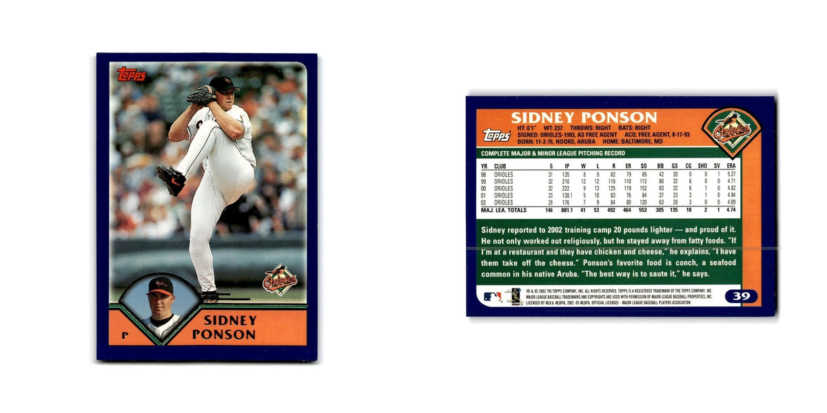 Sidney Ponson 2003 Topps #39 Baltimore Orioles Baseball Card NM