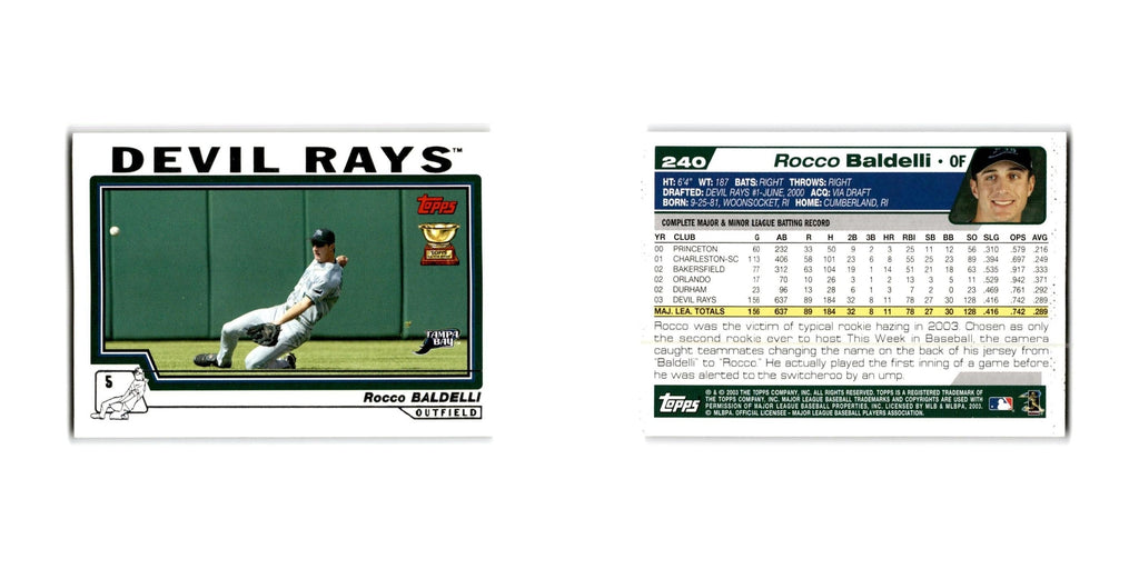 Rocco Baldelli 2004 Topps #240 Tampa Bay Devil Rays Baseball Card NM