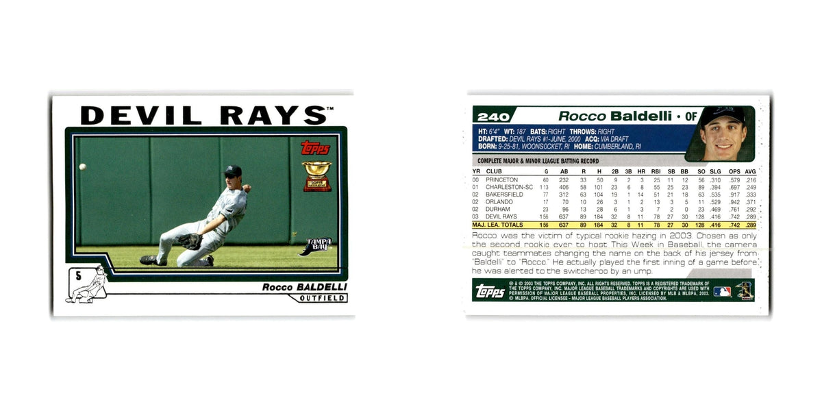 Rocco Baldelli 2004 Topps #240 Tampa Bay Devil Rays Baseball Card NM