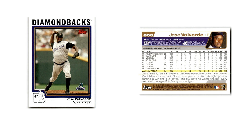 Jose Valverde 2004 Topps #606 Arizona Diamondbacks Baseball Card NM