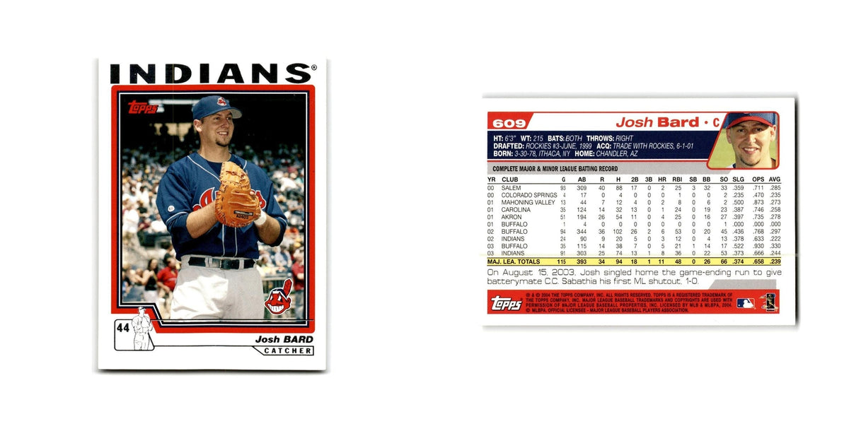Josh Bard 2004 Topps #609 Cleveland Indians Baseball Card NM