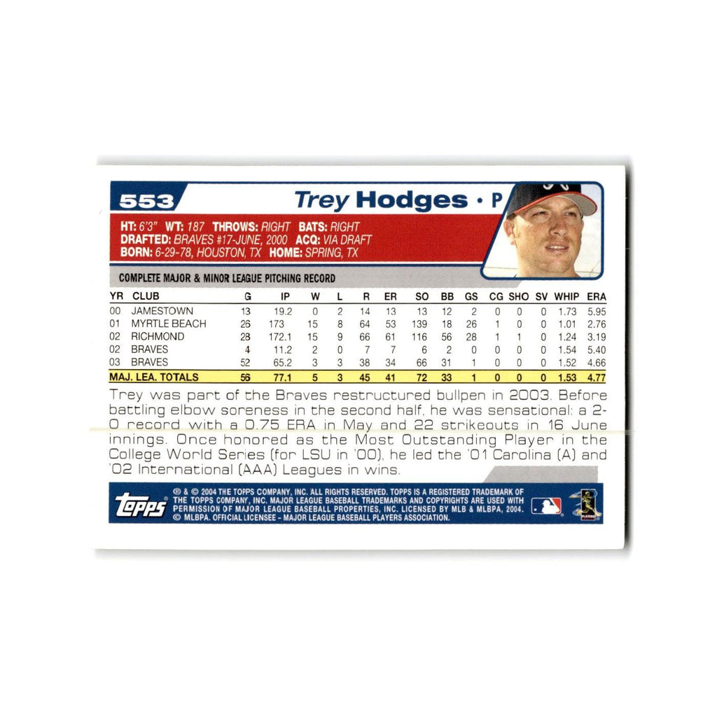 Trey Hodges 2004 Topps #553 Atlanta Braves Baseball Card NM