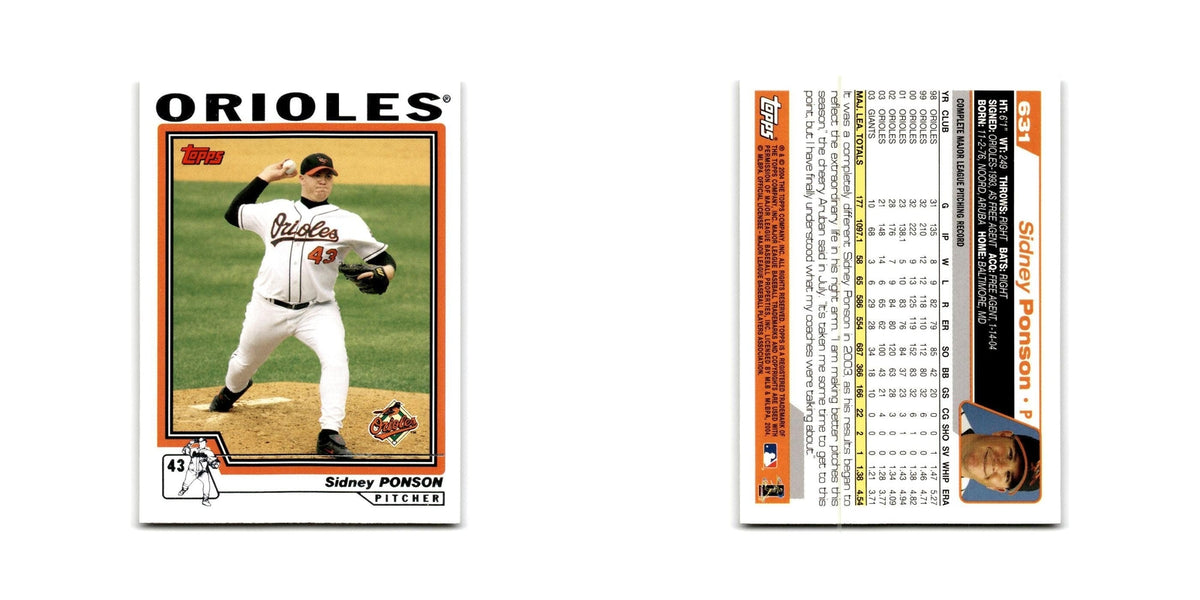 Sidney Ponson 2004 Topps #631 Baltimore Orioles Baseball Card NM