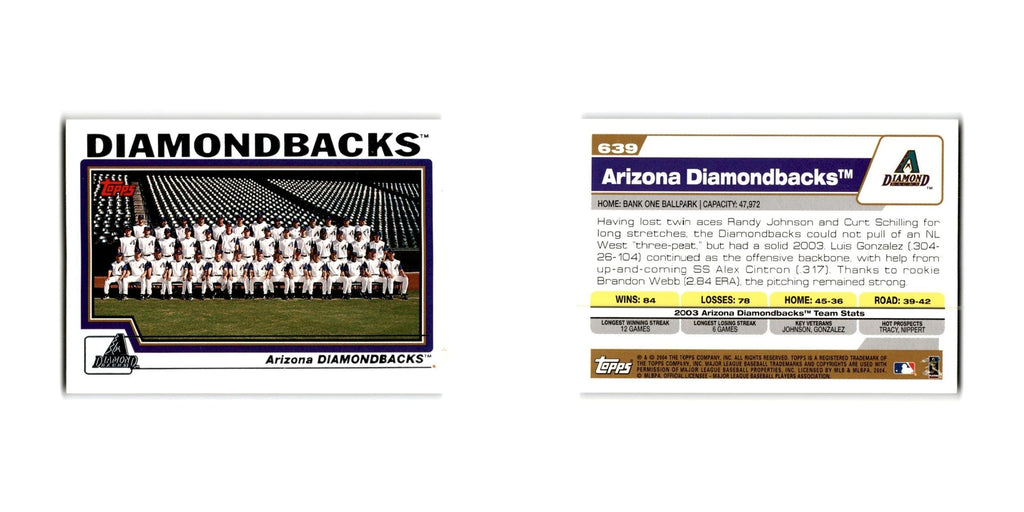 Arizona Diamondbacks 2004 Topps #639 Arizona Diamondbacks Baseball Card NM