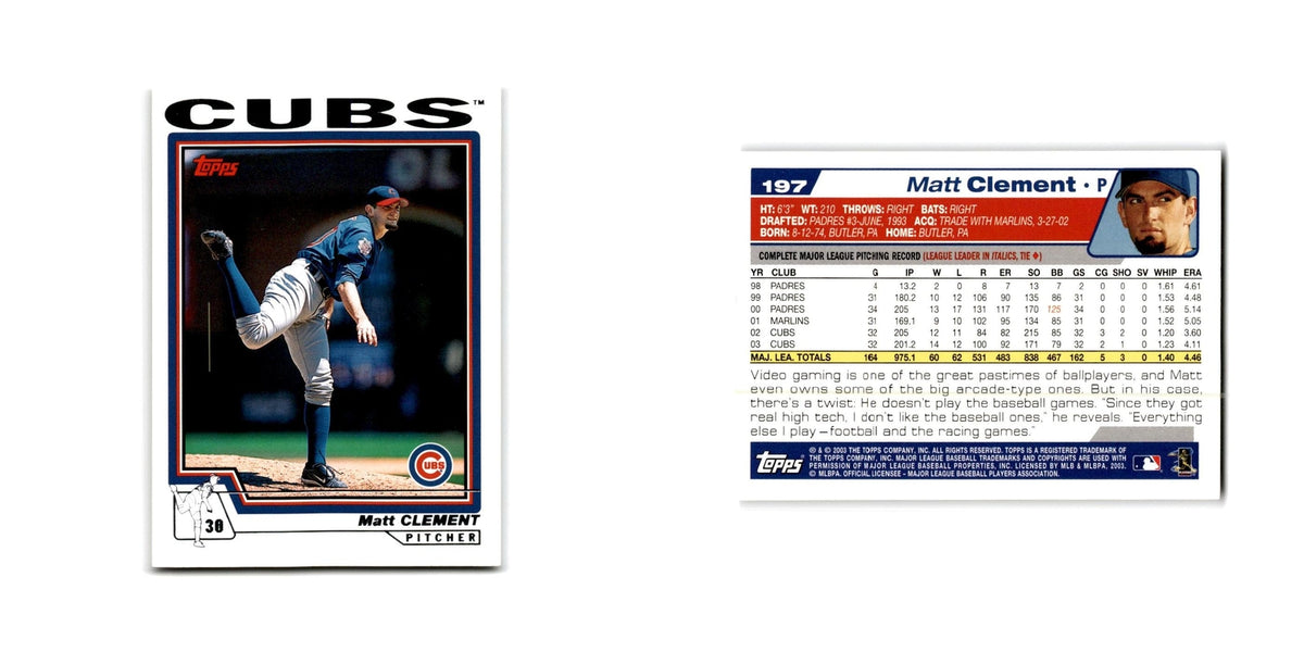 Matt Clement 2004 Topps #197 Chicago Cubs Baseball Card NM