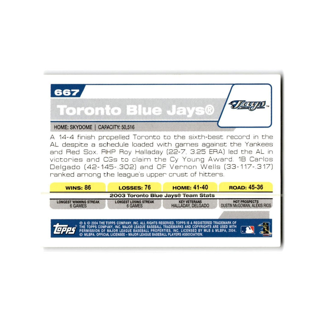 Toronto Blue Jays 2004 Topps #667 Toronto Blue Jays Baseball Card NM