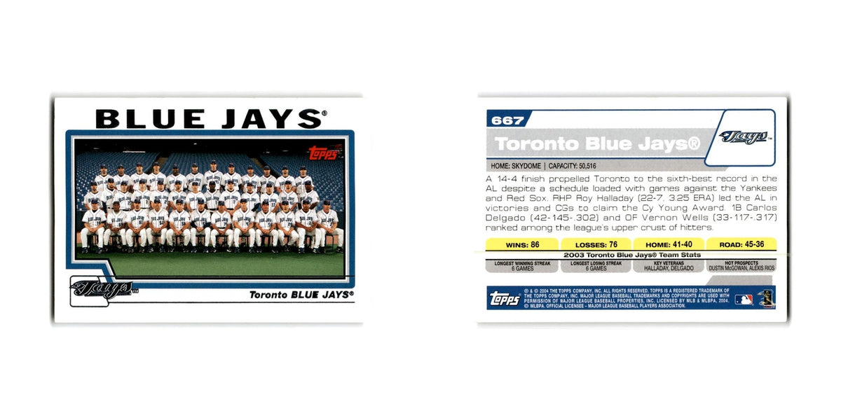 Toronto Blue Jays 2004 Topps #667 Toronto Blue Jays Baseball Card NM