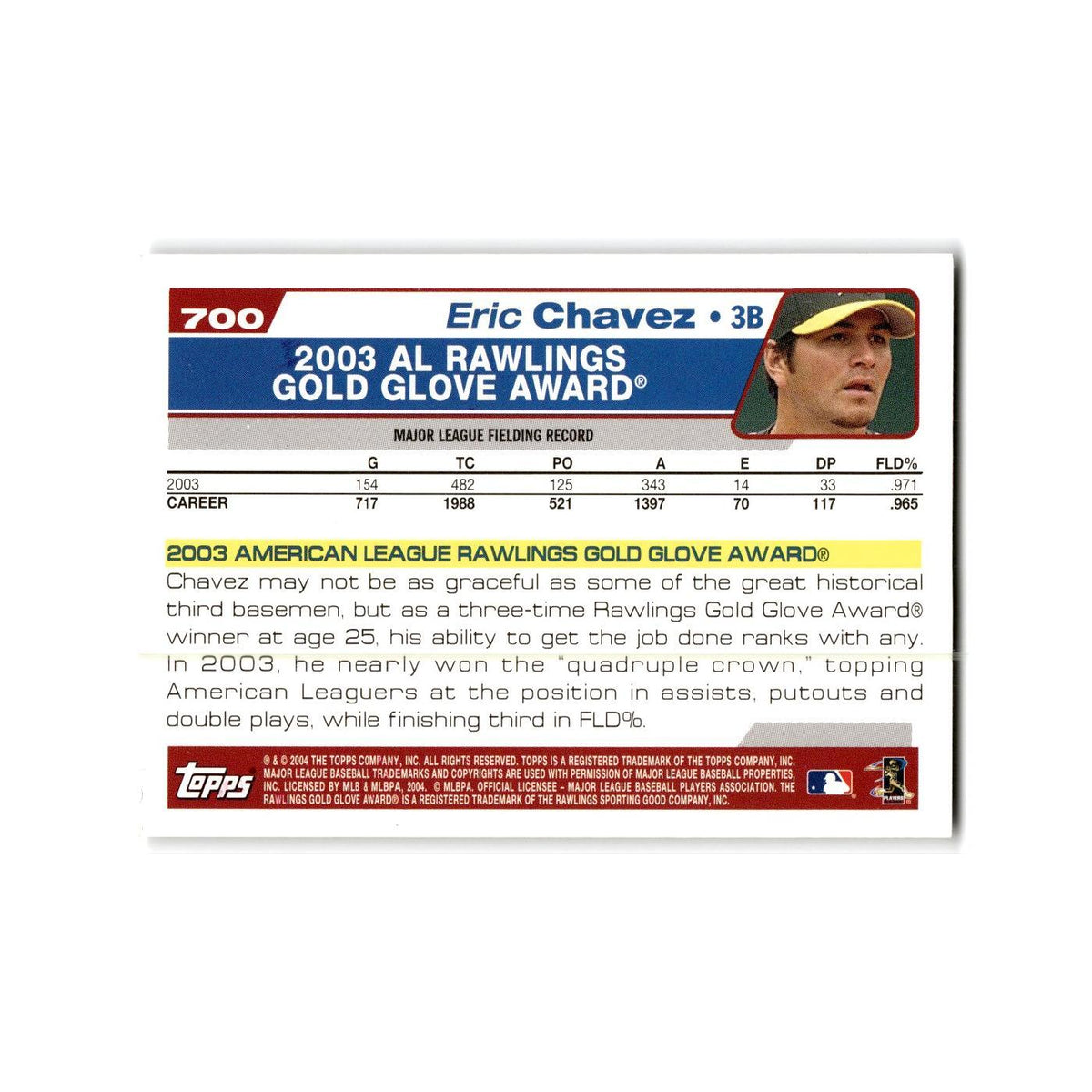 Eric Chavez 2004 Topps #700 Oakland Athletics Baseball Card NM