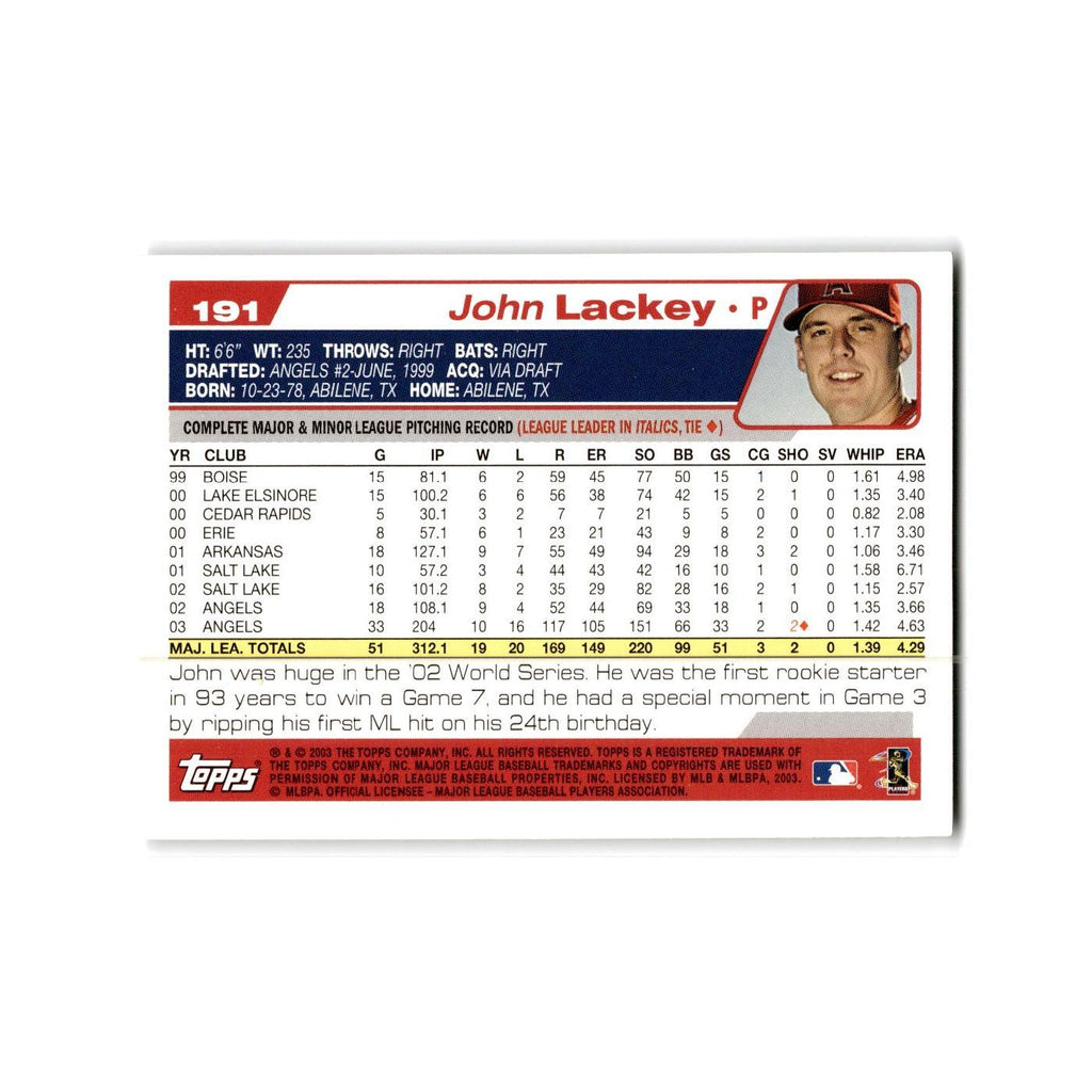 John Lackey 2004 Topps #191 Anaheim Angels Baseball Card NM