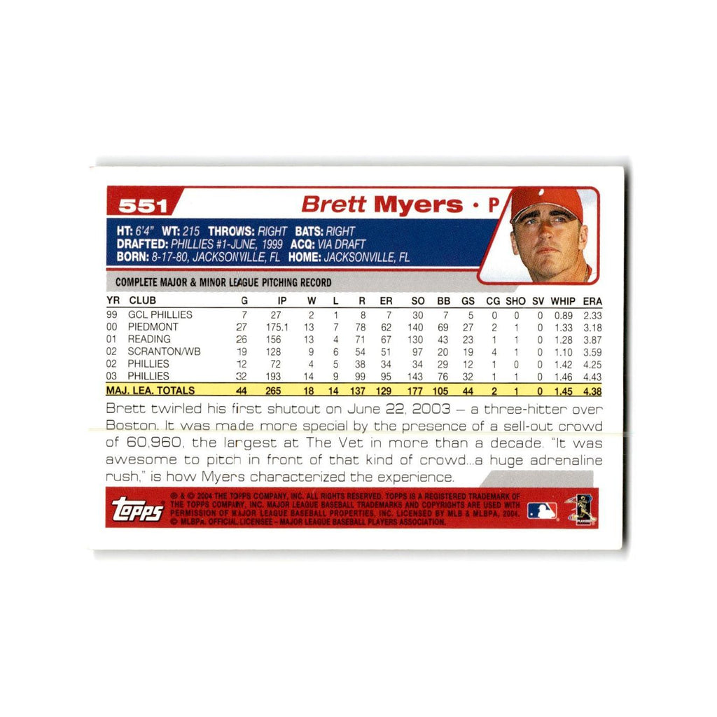 Brett Myers 2004 Topps #551 Philadelphia Phillies Baseball Card NM