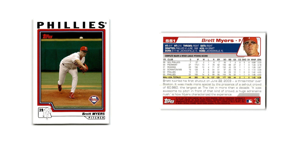 Brett Myers 2004 Topps #551 Philadelphia Phillies Baseball Card NM