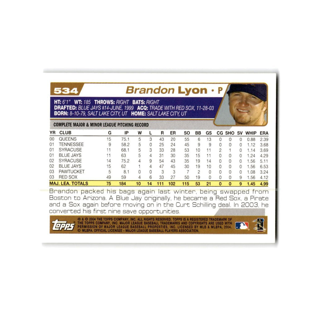 Brandon Lyon 2004 Topps #534 Arizona Diamondbacks Baseball Card NM