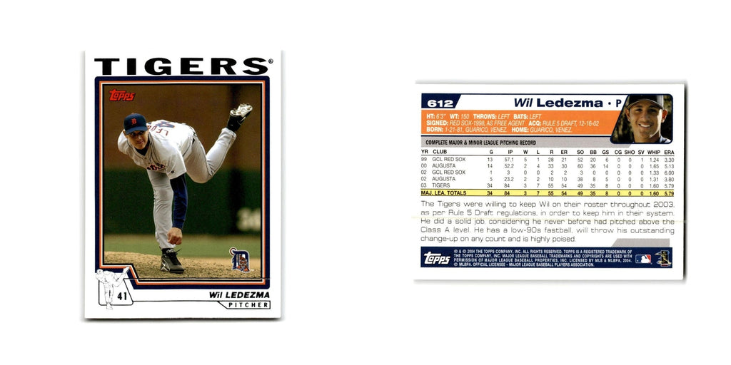 Wilfredo Ledezma 2004 Topps #612 Detroit Tigers Baseball Card NM