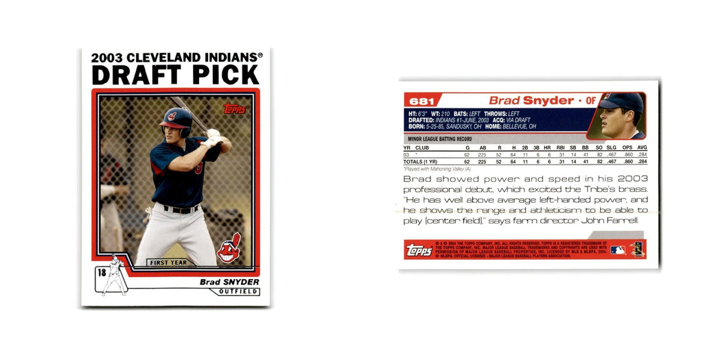 Brad Snyder Rookie 2004 Topps #681 Cleveland Indians Baseball Card NM
