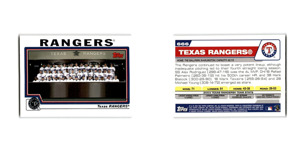 Texas Rangers 2004 Topps #666 Texas Rangers Baseball Card NM