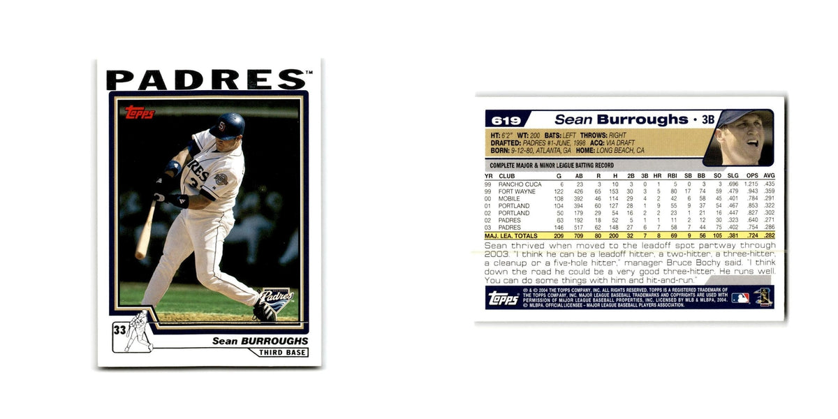 Sean Burroughs 2004 Topps #619 San Diego Padres Baseball Card NM