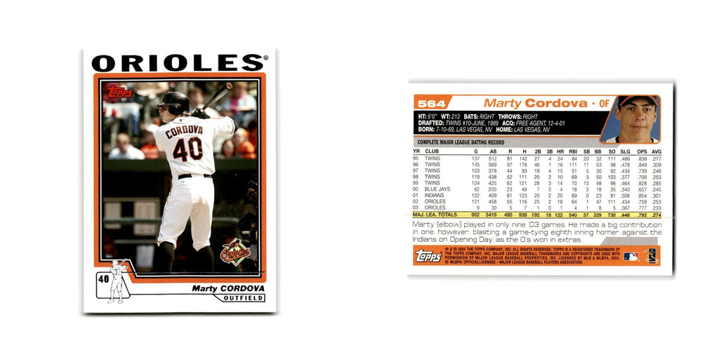 Marty Cordova 2004 Topps #564 Baltimore Orioles Baseball Card NM