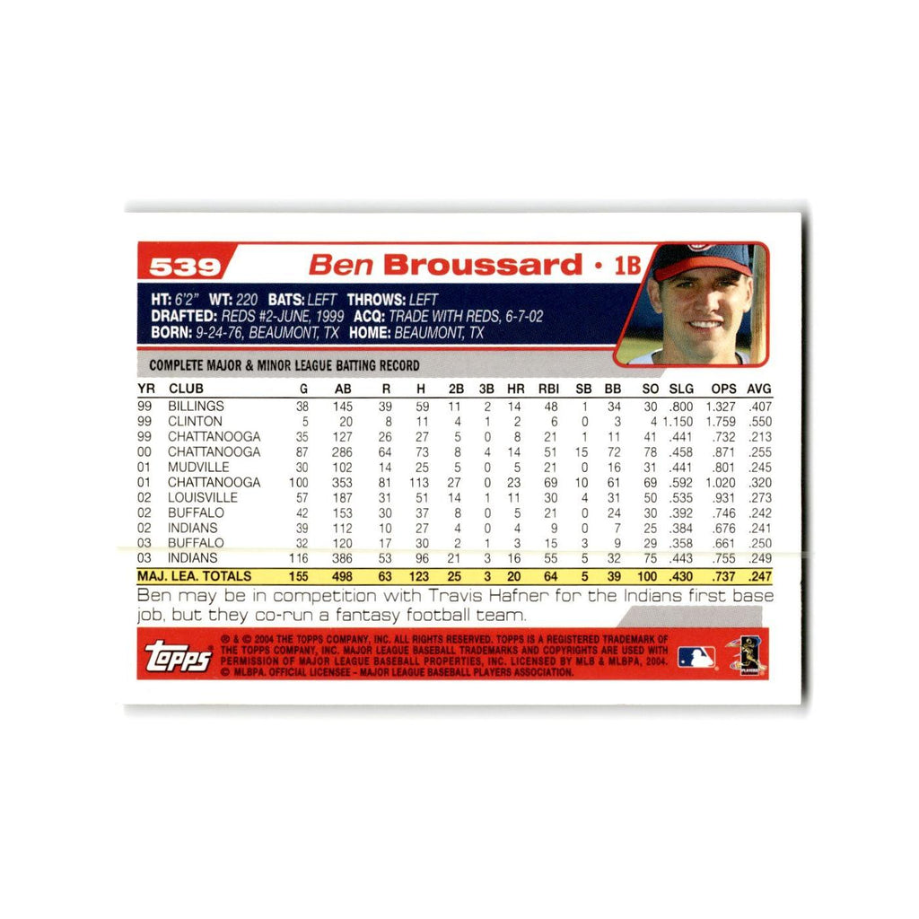 Ben Broussard 2004 Topps #539 Cleveland Indians Baseball Card NM