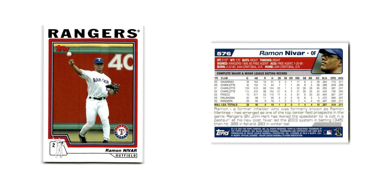 Ramon Nivar 2004 Topps #576 Texas Rangers Baseball Card NM